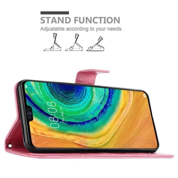 Deksel til Huawei MATE 30 Lommebokdeksel i blomster design med magnetisk lukking, stativfunksjon og kortplasser