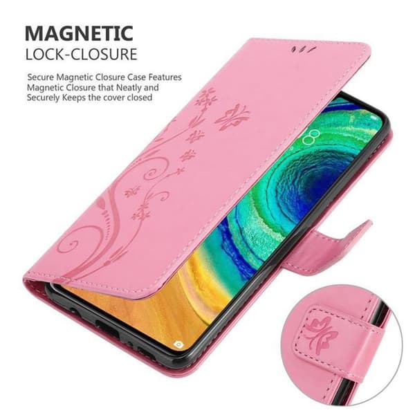 Deksel til Huawei MATE 30 Lommebokdeksel i blomster design med magnetisk lukking, stativfunksjon og kortplasser
