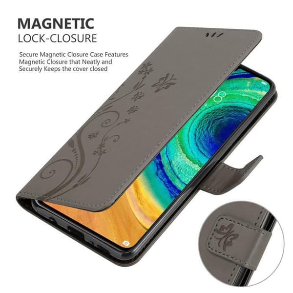 Huawei MATE 30 Skal Fodral i blomdesign Mobilskydd Case Cover med magnetisk stängning, ståfunktion och kortplatser