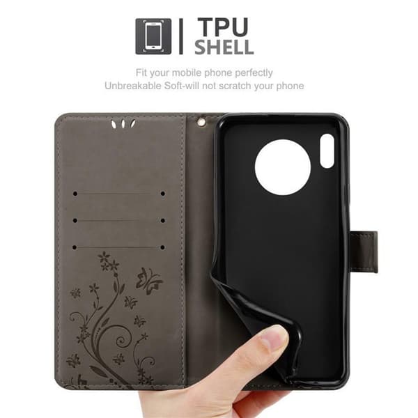Huawei MATE 30 Skal Fodral i blomdesign Mobilskydd Case Cover med magnetisk stängning, ståfunktion och kortplatser