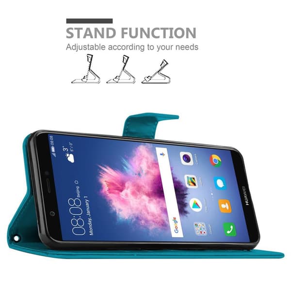 Deksel til Huawei P SMART 2018 / Enjoy 7S Lommebokdeksel i blomster design med magnetisk lukking, stativfunksjon og kortplasser