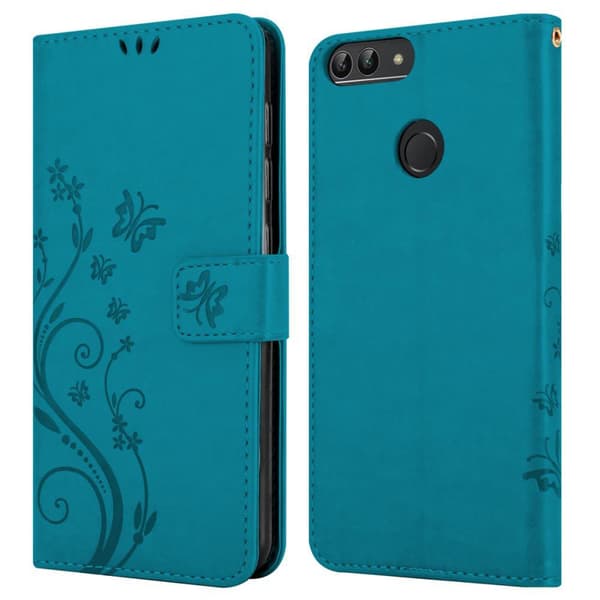Huawei P SMART 2018 / Enjoy 7S Suojakotelo Suojakuori Lompakkokotelo Matkapuhelinkotelo Kukat jossa on magneettisuljenta, jalusta-toiminto ja