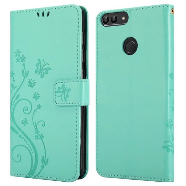 Huawei P SMART 2018 / Enjoy 7S Suojakotelo Suojakuori Lompakkokotelo Matkapuhelinkotelo Kukat jossa on magneettisuljenta, jalusta-toiminto ja