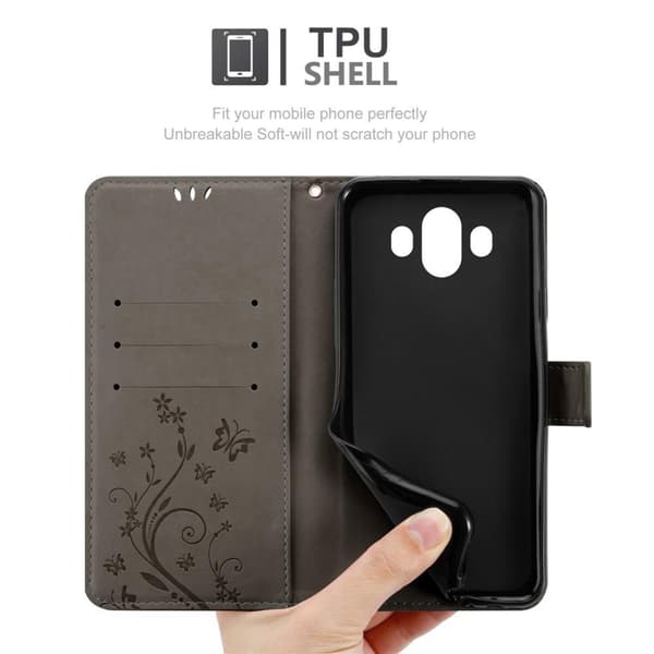 Huawei MATE 10 Skal Fodral i blomdesign Mobilskydd Case Cover med magnetisk stängning, ståfunktion och kortplatser