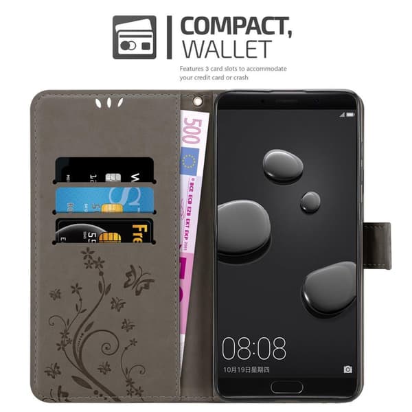 Huawei MATE 10 Skal Fodral i blomdesign Mobilskydd Case Cover med magnetisk stängning, ståfunktion och kortplatser