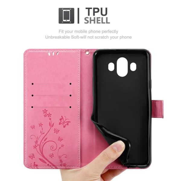 Huawei MATE 10 Skal Fodral i blomdesign Mobilskydd Case Cover med magnetisk stängning, ståfunktion och kortplatser