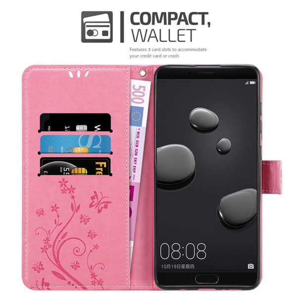 Huawei MATE 10 Skal Fodral i blomdesign Mobilskydd Case Cover med magnetisk stängning, ståfunktion och kortplatser