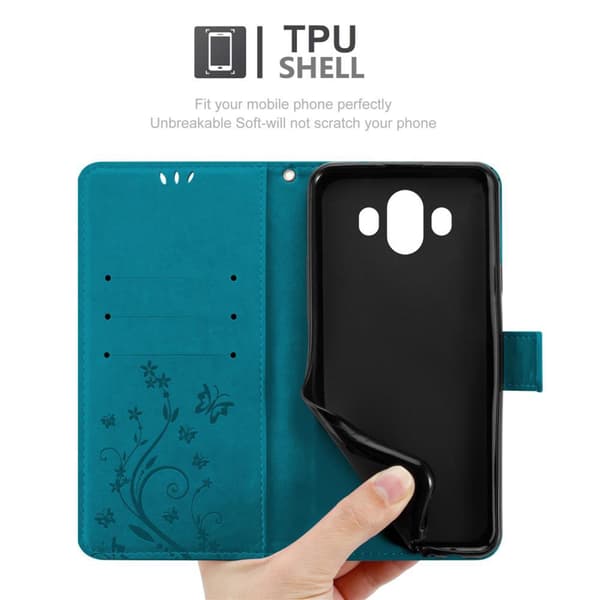 Huawei MATE 10 Skal Fodral i blomdesign Mobilskydd Case Cover med magnetisk stängning, ståfunktion och kortplatser