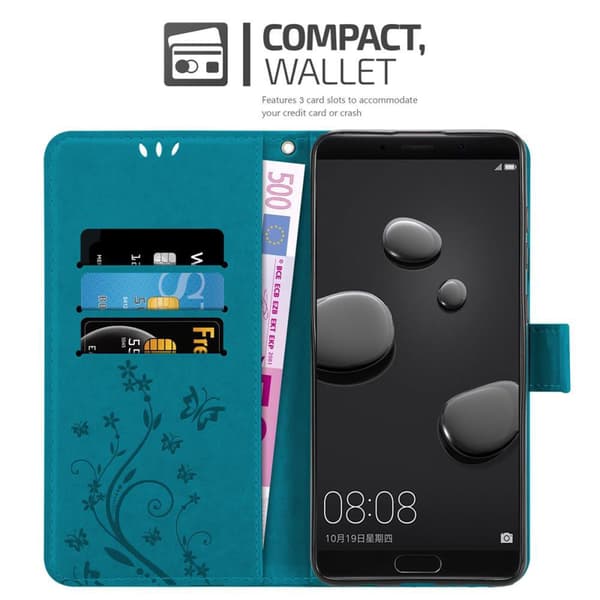 Huawei MATE 10 Skal Fodral i blomdesign Mobilskydd Case Cover med magnetisk stängning, ståfunktion och kortplatser