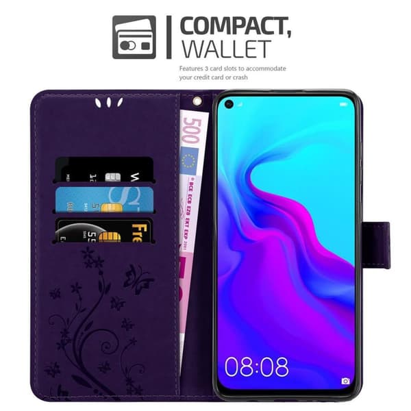 Huawei NOVA 4 Skal Fodral i blomdesign Mobilskydd Case Cover med magnetisk stängning, ståfunktion och kortplatser