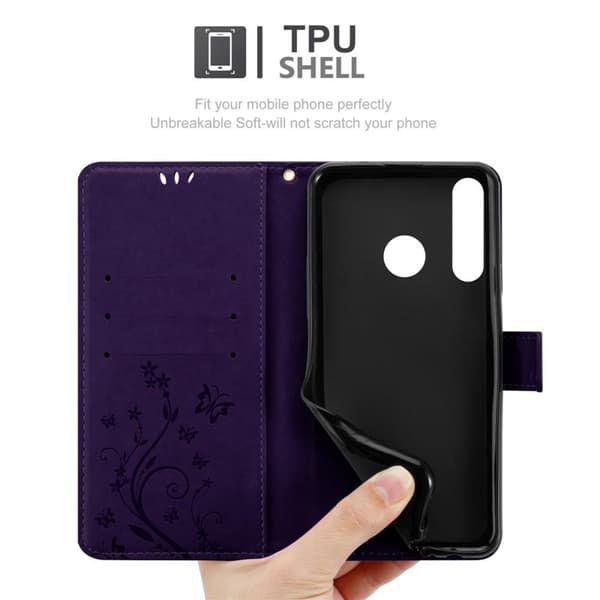 Huawei NOVA 4 Skal Fodral i blomdesign Mobilskydd Case Cover med magnetisk stängning, ståfunktion och kortplatser