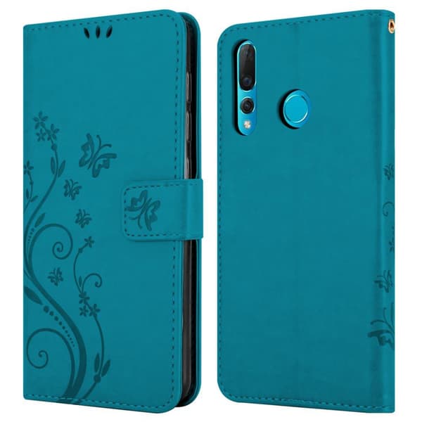 Huawei NOVA 4 Skal Fodral i blomdesign Mobilskydd Case Cover med magnetisk stängning, ståfunktion och kortplatser