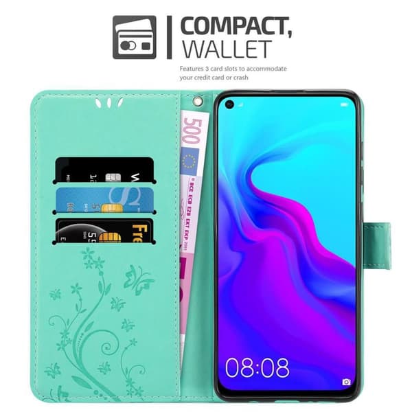 Huawei NOVA 4 Skal Fodral i blomdesign Mobilskydd Case Cover med magnetisk stängning, ståfunktion och kortplatser