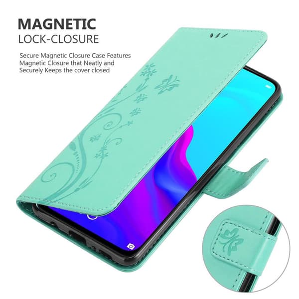 Huawei NOVA 4 Skal Fodral i blomdesign Mobilskydd Case Cover med magnetisk stängning, ståfunktion och kortplatser