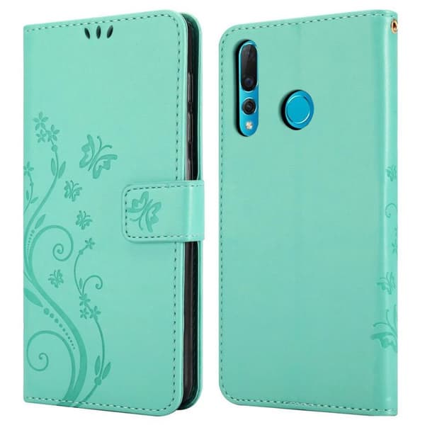 Huawei NOVA 4 Skal Fodral i blomdesign Mobilskydd Case Cover med magnetisk stängning, ståfunktion och kortplatser