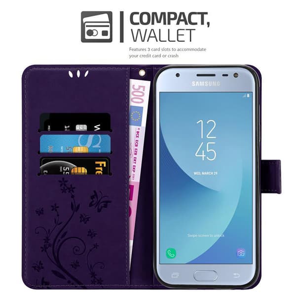 Samsung Galaxy J3 2017 Pungetui Cover Blomster ()