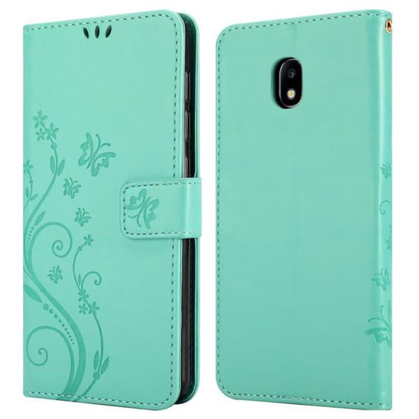 Deksel til Samsung Galaxy J3 2017 Lommebokdeksel i blomster design med magnetisk lukking, stativfunksjon og kortplasser