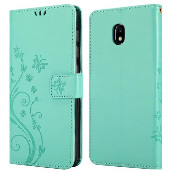 Samsung Galaxy J3 2017 Skal Fodral i blomdesign Mobilskydd Case Cover med magnetisk stängning, ståfunktion och kortplatser
