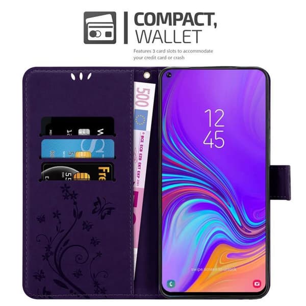 Deksel til Samsung Galaxy A8s Lommebokdeksel i blomster design med magnetisk lukking, stativfunksjon og kortplasser