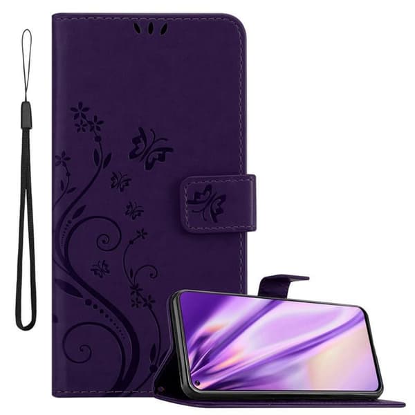 Deksel til Samsung Galaxy A8s Lommebokdeksel i blomster design med magnetisk lukking, stativfunksjon og kortplasser BLOMSTER LILLA