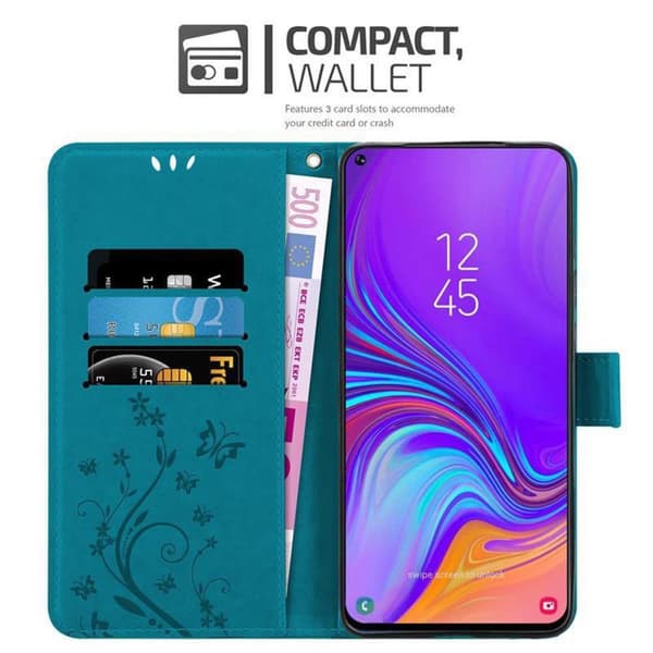 Deksel til Samsung Galaxy A8s Lommebokdeksel i blomster design med magnetisk lukking, stativfunksjon og kortplasser