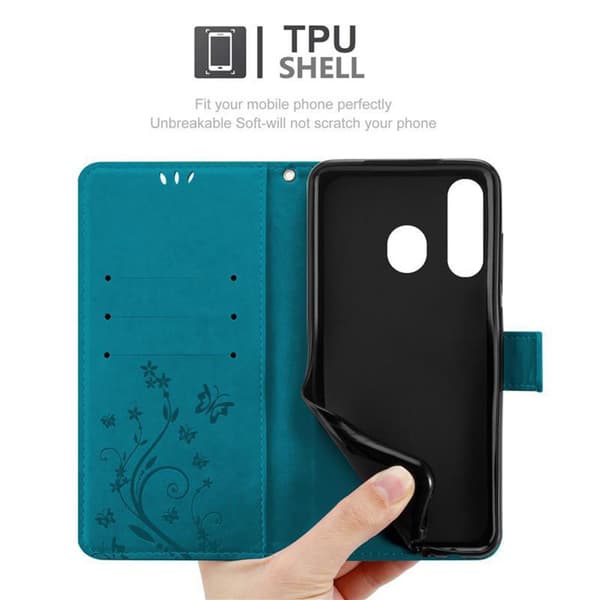 Deksel til Samsung Galaxy A8s Lommebokdeksel i blomster design med magnetisk lukking, stativfunksjon og kortplasser