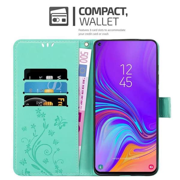 Deksel til Samsung Galaxy A8s Lommebokdeksel i blomster design med magnetisk lukking, stativfunksjon og kortplasser