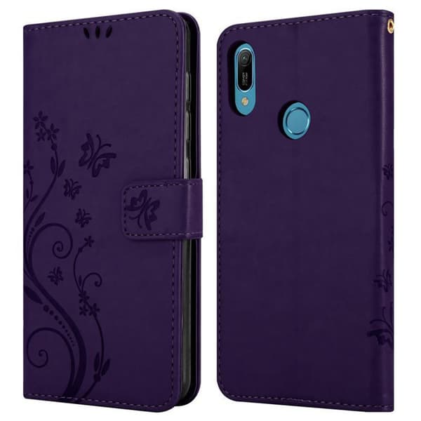 Huawei Y6 2019 Suojakotelo Suojakuori Lompakkokotelo Matkapuhelinkotelo Kukat jossa on magneettisuljenta, jalusta-toiminto ja korttipaikat