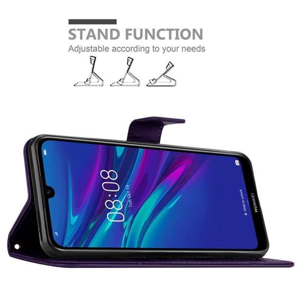 Deksel til Huawei Y6 2019 Lommebokdeksel i blomster design med magnetisk lukking, stativfunksjon og kortplasser