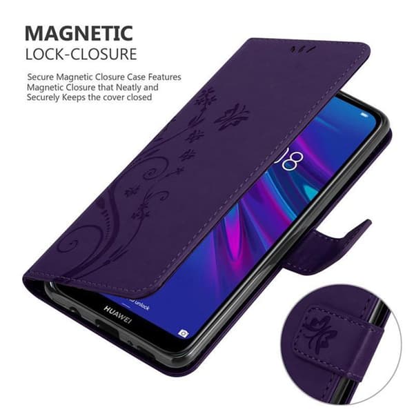 Deksel til Huawei Y6 2019 Lommebokdeksel i blomster design med magnetisk lukking, stativfunksjon og kortplasser