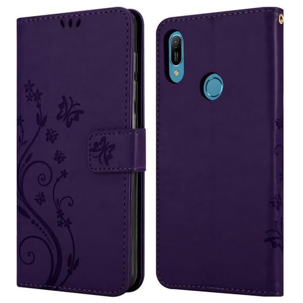 Deksel til Huawei Y6 2019 Lommebokdeksel i blomster design med magnetisk lukking, stativfunksjon og kortplasser