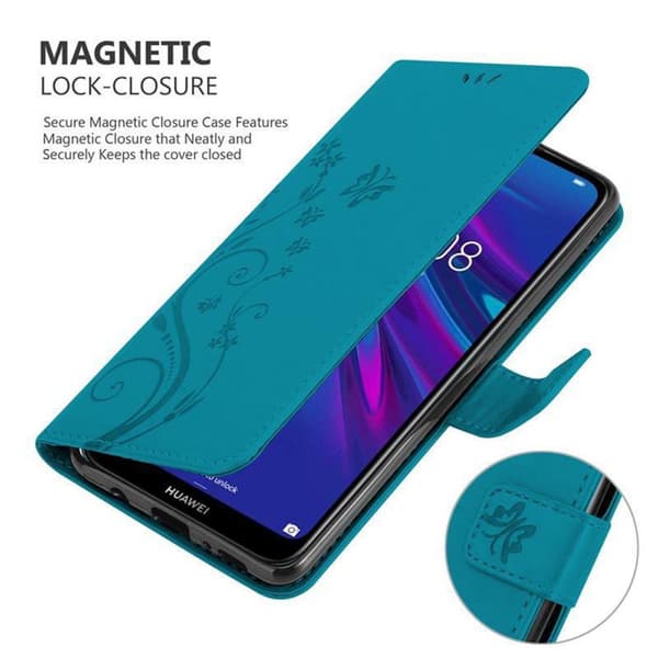 Huawei Y6 2019 Suojakotelo Suojakuori Lompakkokotelo Matkapuhelinkotelo Kukat jossa on magneettisuljenta, jalusta-toiminto ja korttipaikat