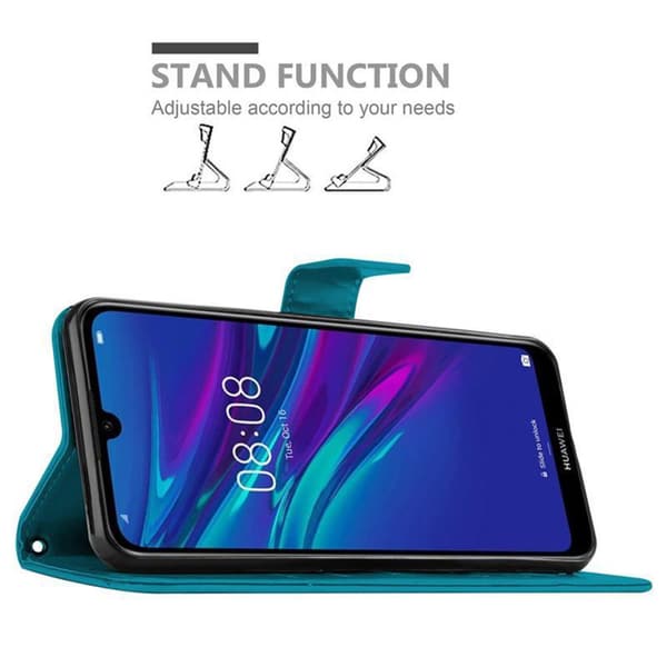 Deksel til Huawei Y6 2019 Lommebokdeksel i blomster design med magnetisk lukking, stativfunksjon og kortplasser