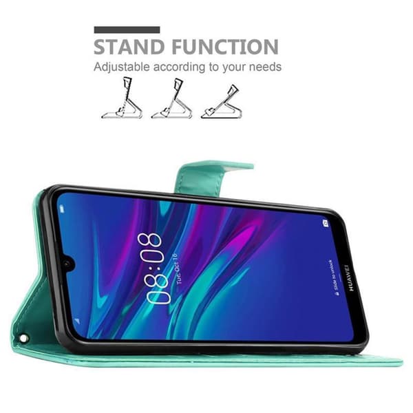Deksel til Huawei Y6 2019 Lommebokdeksel i blomster design med magnetisk lukking, stativfunksjon og kortplasser