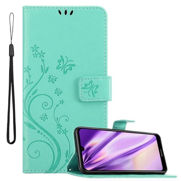 Deksel til Huawei Y6 2019 Lommebokdeksel i blomster design med magnetisk lukking, stativfunksjon og kortplasser