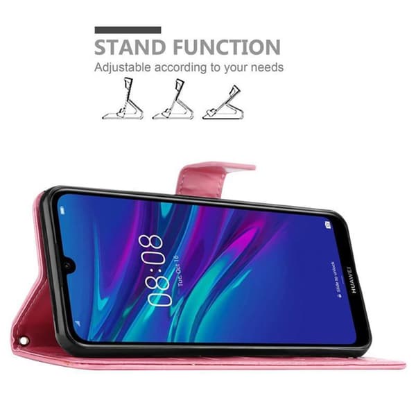 Huawei Y6 2019 Suojakotelo Suojakuori Lompakkokotelo Matkapuhelinkotelo Kukat jossa on magneettisuljenta, jalusta-toiminto ja korttipaikat