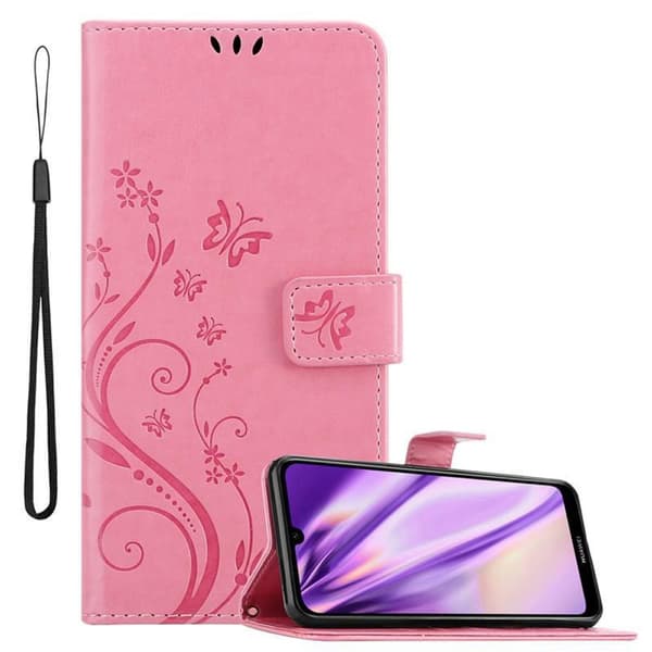 Deksel til Huawei Y6 2019 Lommebokdeksel i blomster design med magnetisk lukking, stativfunksjon og kortplasser
