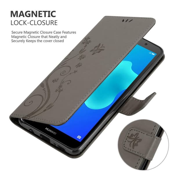 Huawei Y5 PRIME 2018 / Y5 2018 Skal Fodral i blomdesign Mobilskydd Case Cover med magnetisk stängning, ståfunktion och kortplatser
