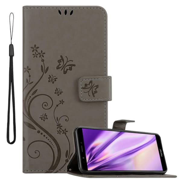 Honor 7C / Huawei Y7 2018 Suojakotelo Suojakuori Lompakkokotelo Matkapuhelinkotelo Kukat jossa on magneettisuljenta, jalusta-toiminto ja korttipaikat