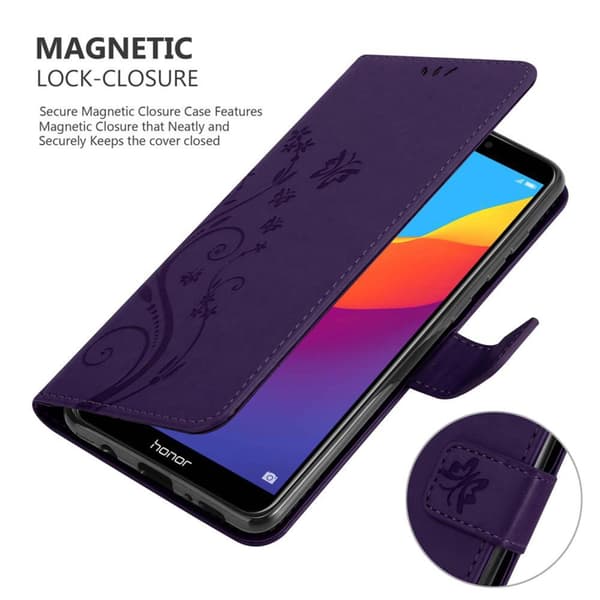 Honor 7C / Huawei Y7 2018 Suojakotelo Suojakuori Lompakkokotelo Matkapuhelinkotelo Kukat jossa on magneettisuljenta, jalusta-toiminto ja korttipaikat