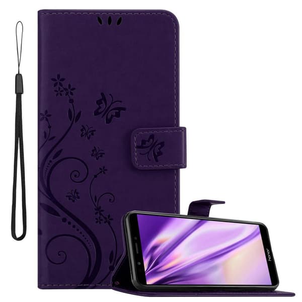 Honor 7C / Huawei Y7 2018 Suojakotelo Suojakuori Lompakkokotelo Matkapuhelinkotelo Kukat jossa on magneettisuljenta, jalusta-toiminto ja korttipaikat