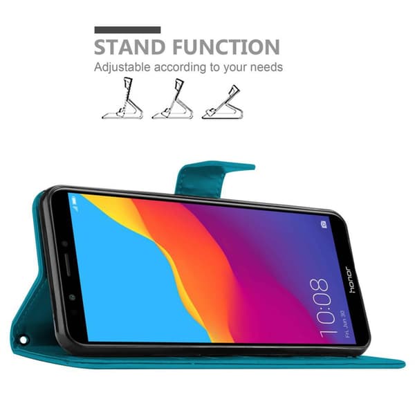 Honor 7C / Huawei Y7 2018 Suojakotelo Suojakuori Lompakkokotelo Matkapuhelinkotelo Kukat jossa on magneettisuljenta, jalusta-toiminto ja korttipaikat