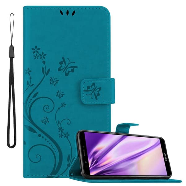 Honor 7C / Huawei Y7 2018 Suojakotelo Suojakuori Lompakkokotelo Matkapuhelinkotelo Kukat jossa on magneettisuljenta, jalusta-toiminto ja korttipaikat