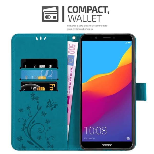 Honor 7C / Huawei Y7 2018 Suojakotelo Suojakuori Lompakkokotelo Matkapuhelinkotelo Kukat jossa on magneettisuljenta, jalusta-toiminto ja korttipaikat