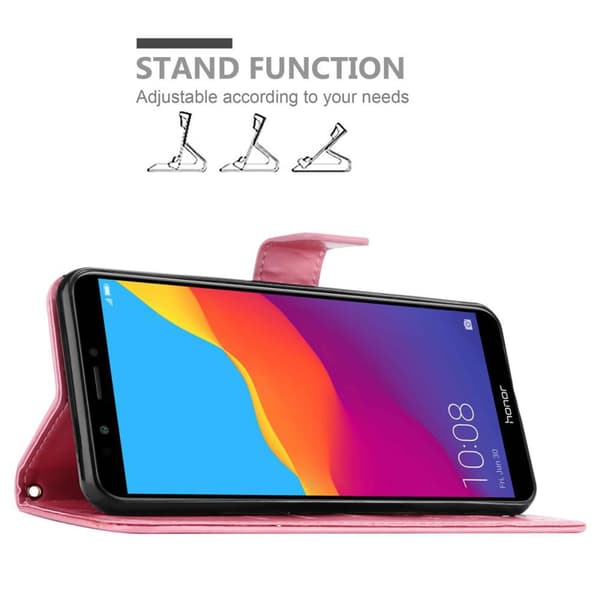 Honor 7C / Huawei Y7 2018 Suojakotelo Suojakuori Lompakkokotelo Matkapuhelinkotelo Kukat jossa on magneettisuljenta, jalusta-toiminto ja korttipaikat
