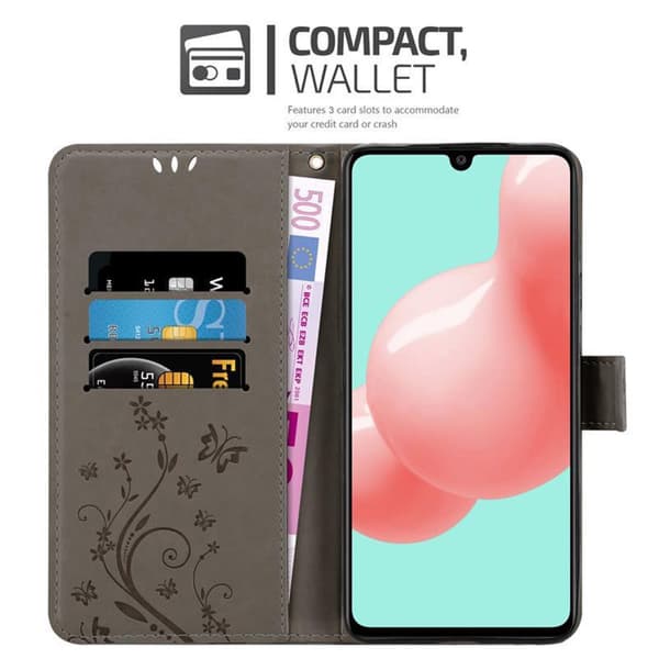 Deksel til Samsung Galaxy A41 Lommebokdeksel i blomster design med magnetisk lukking, stativfunksjon og kortplasser