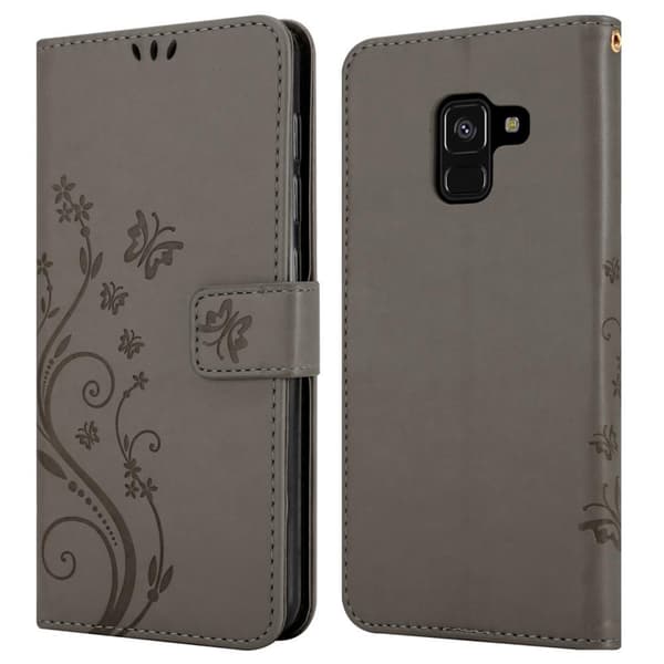 Deksel til Samsung Galaxy A8 2018 Lommebokdeksel i blomster design med magnetisk lukking, stativfunksjon og kortplasser