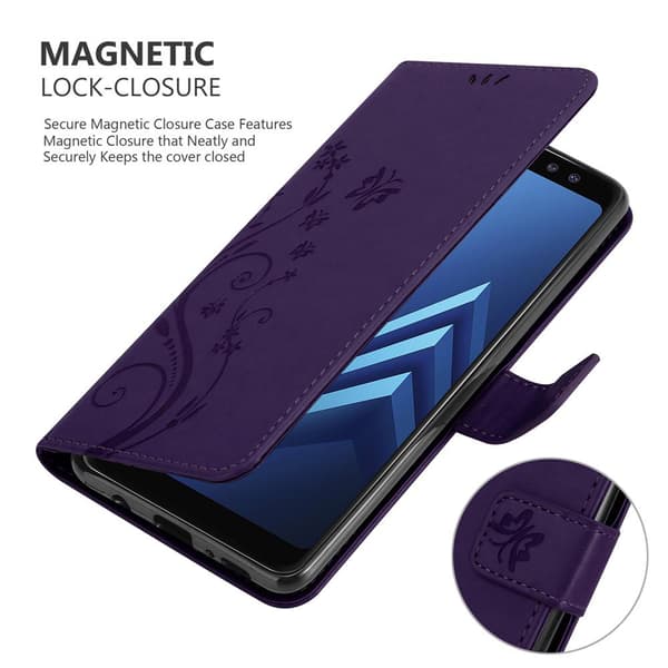 Deksel til Samsung Galaxy A8 2018 Lommebokdeksel i blomster design med magnetisk lukking, stativfunksjon og kortplasser