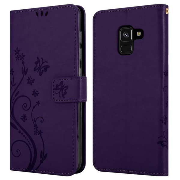 Deksel til Samsung Galaxy A8 2018 Lommebokdeksel i blomster design med magnetisk lukking, stativfunksjon og kortplasser