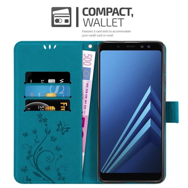 Samsung Galaxy A8 2018 Suojakotelo Suojakuori Lompakkokotelo Matkapuhelinkotelo Kukat jossa on magneettisuljenta, jalusta-toiminto ja korttipaikat